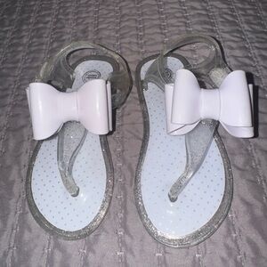 Wonder Nation White Bow Jelly Sandals